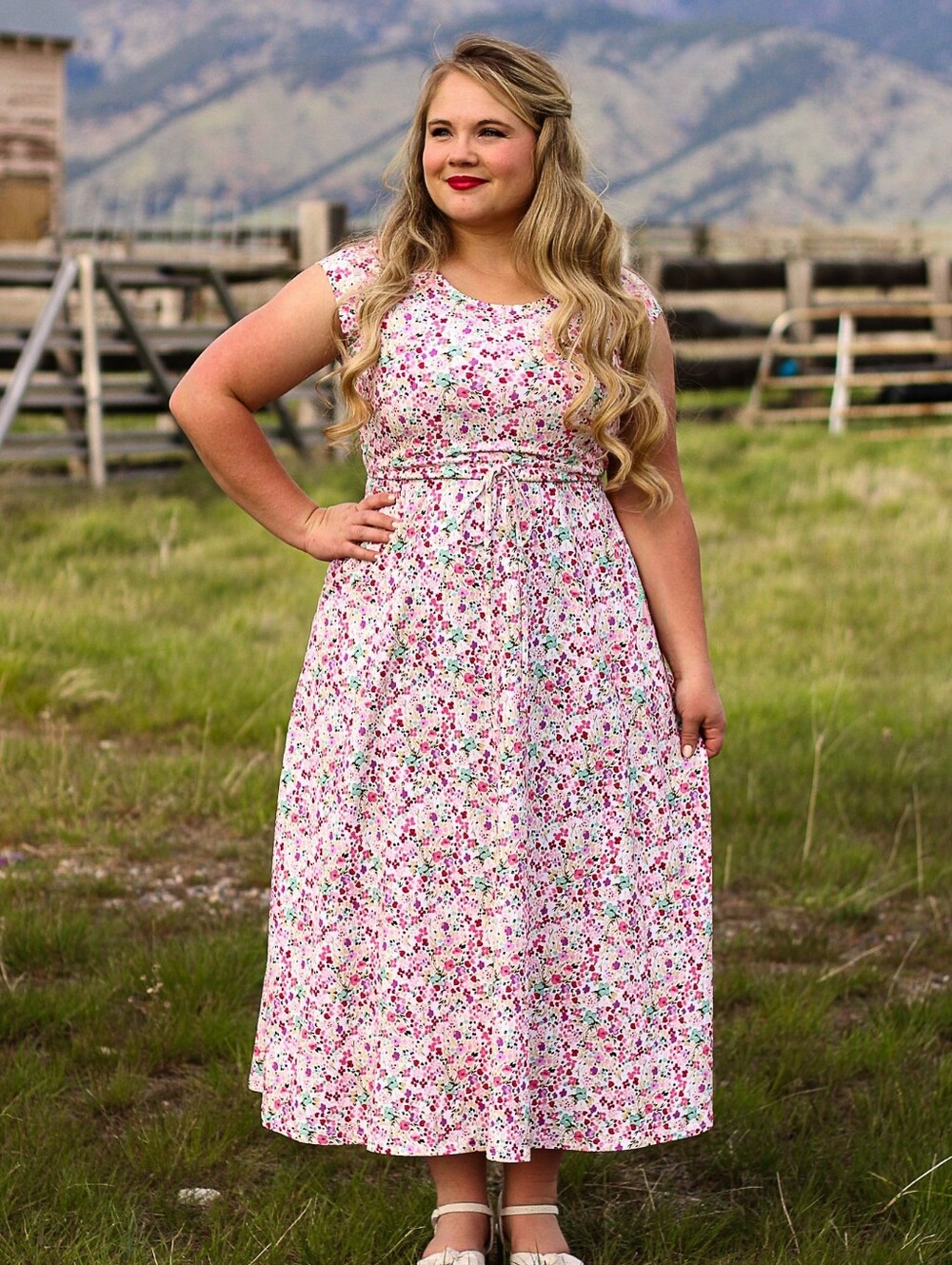 Super Cute Dresses SCD Painted Posies Simplicity Maxi Dress S Nursing NWT